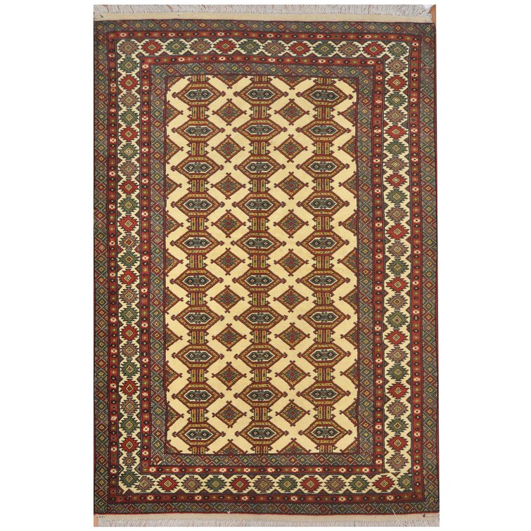 Bungalow Rose Hand Knotted Wool Geometric Rug Wayfair